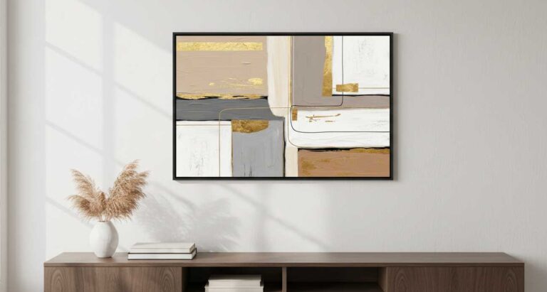 Quadro decorativo feito por IA em uma sala de estar